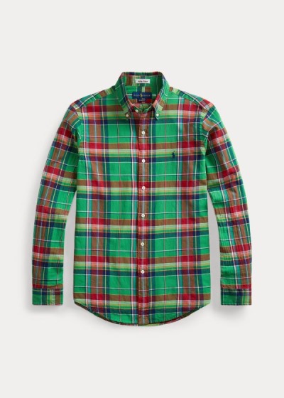 Camisa Polo Ralph Lauren Hombre Verdes / Rojos Multicolor - Classic Fit Madras - PATEQ6754